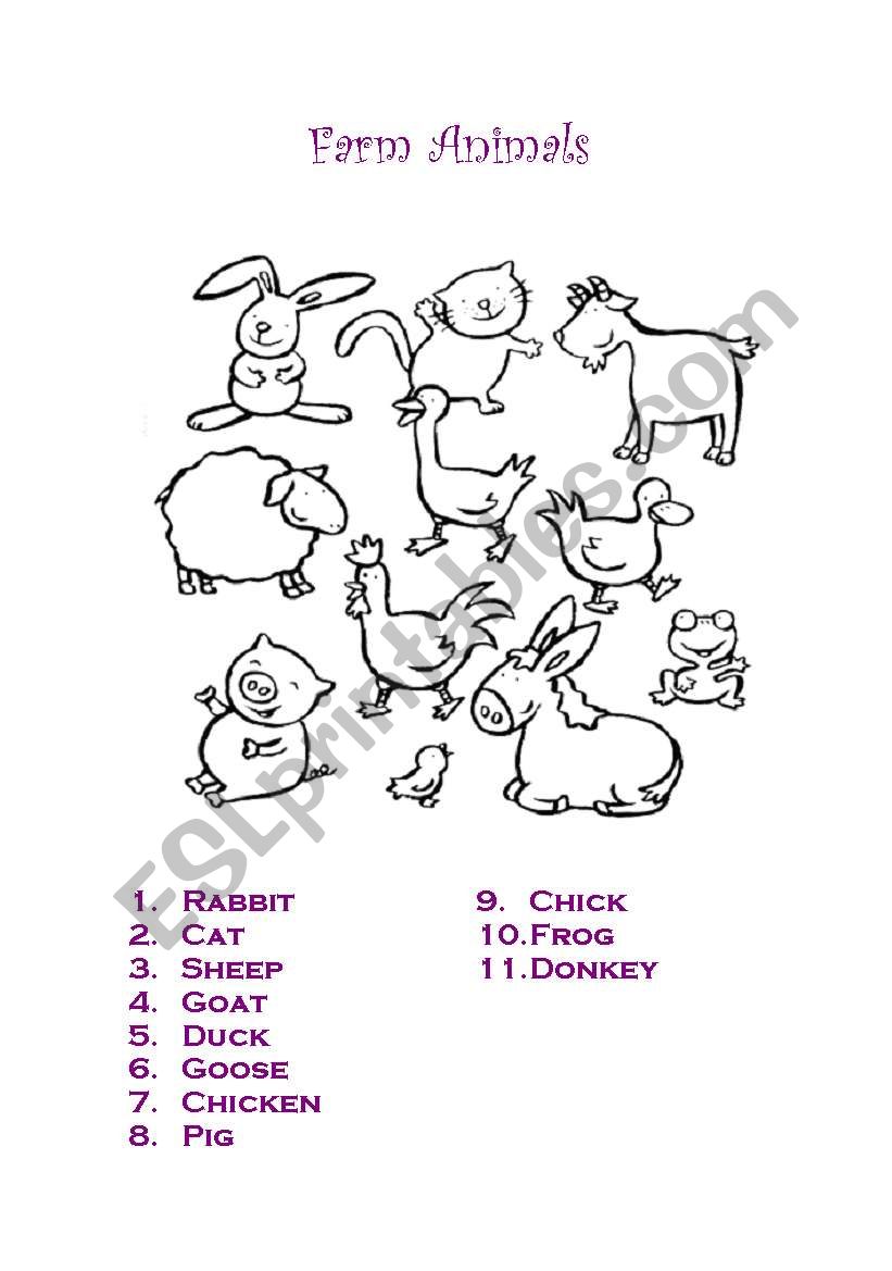 Farm animals worksheet