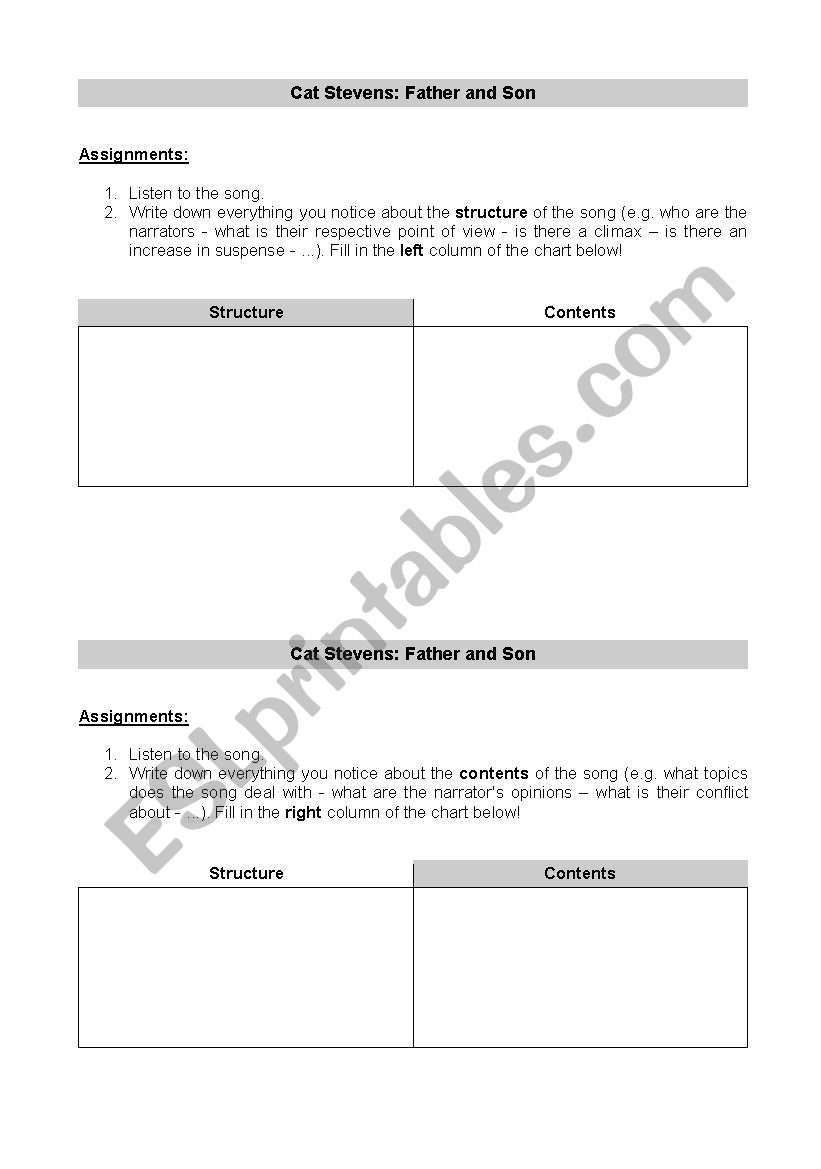 Pairwork Father and Son worksheet