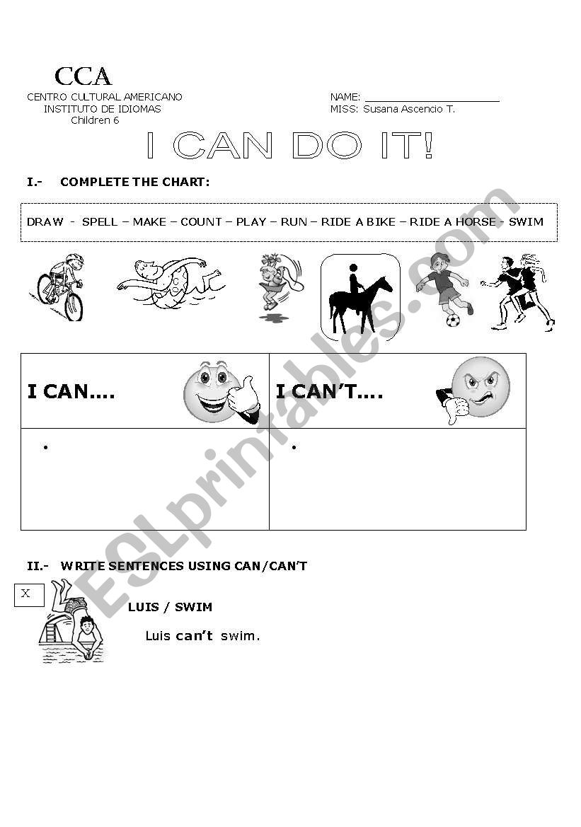i can do it worksheet
