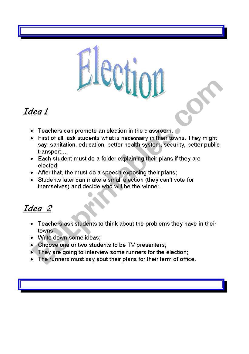 Election worksheet