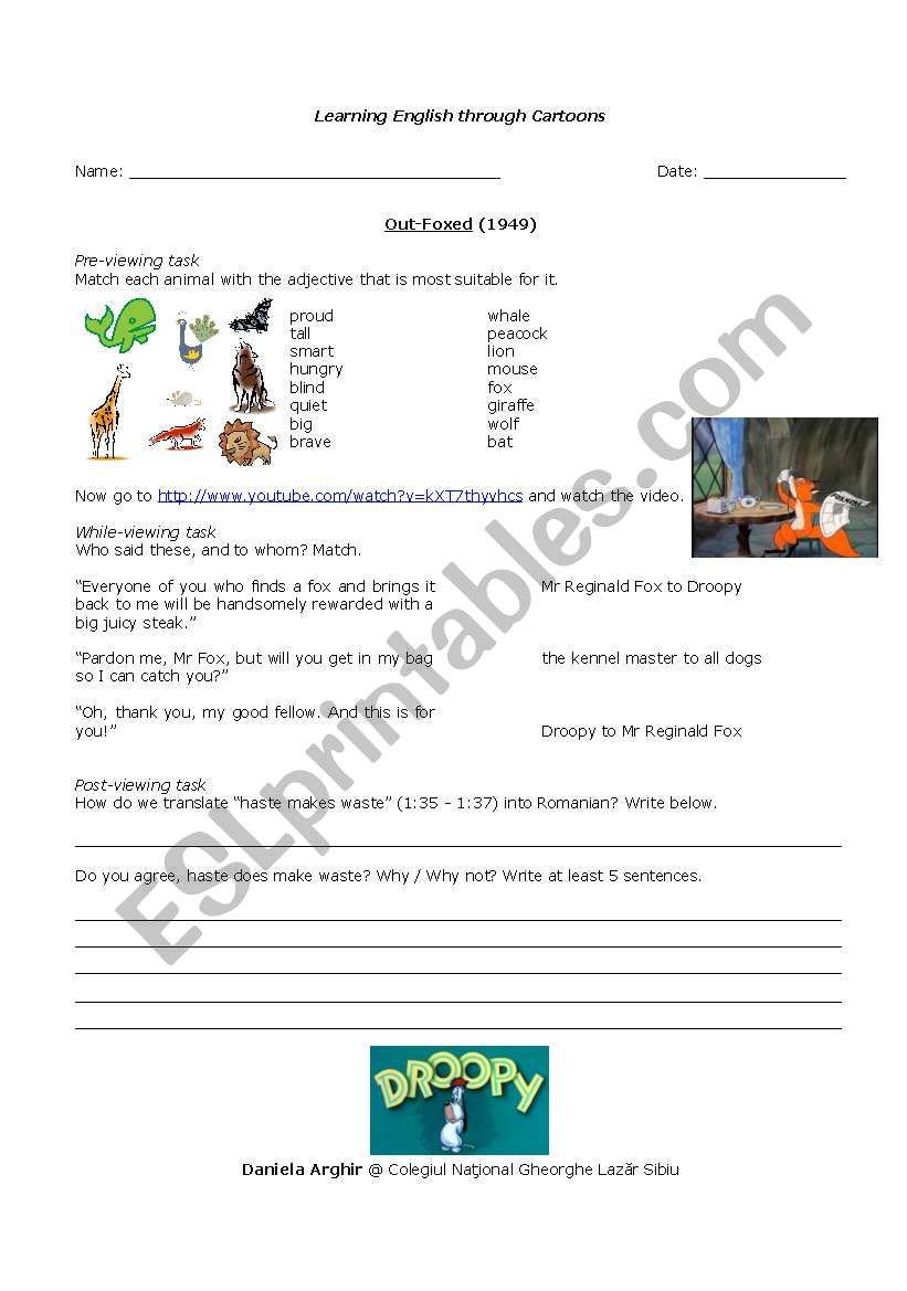 Droopy Dog - Out-foxed worksheet