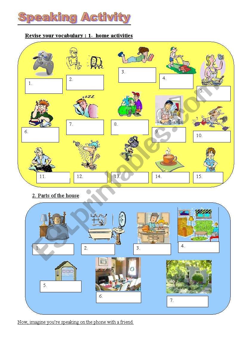 Speaking activity worksheet