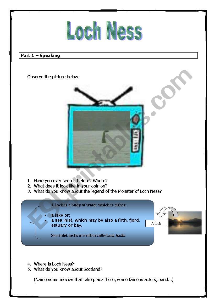 Loch Ness - 4 skills worksheet