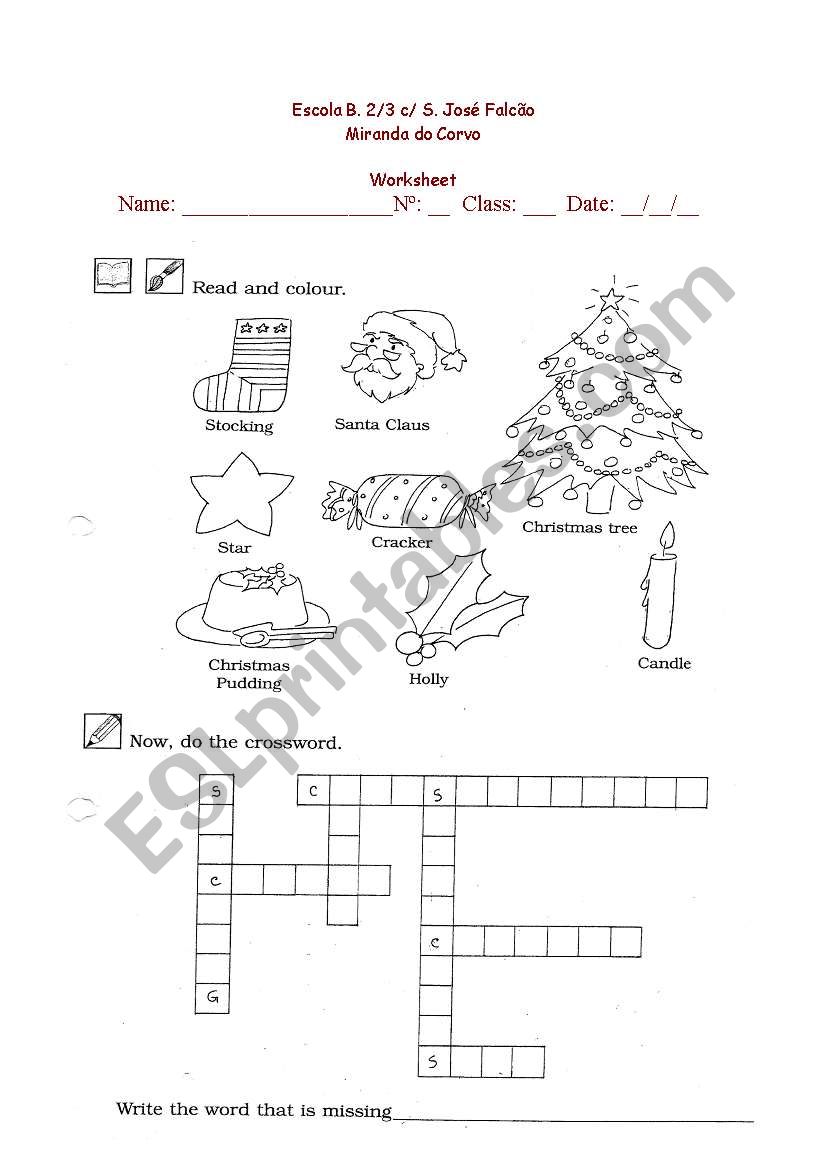 Christmas vocabulary worksheet