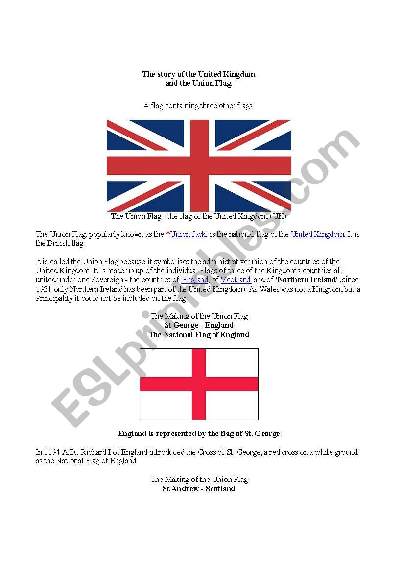 UNION FLAG worksheet