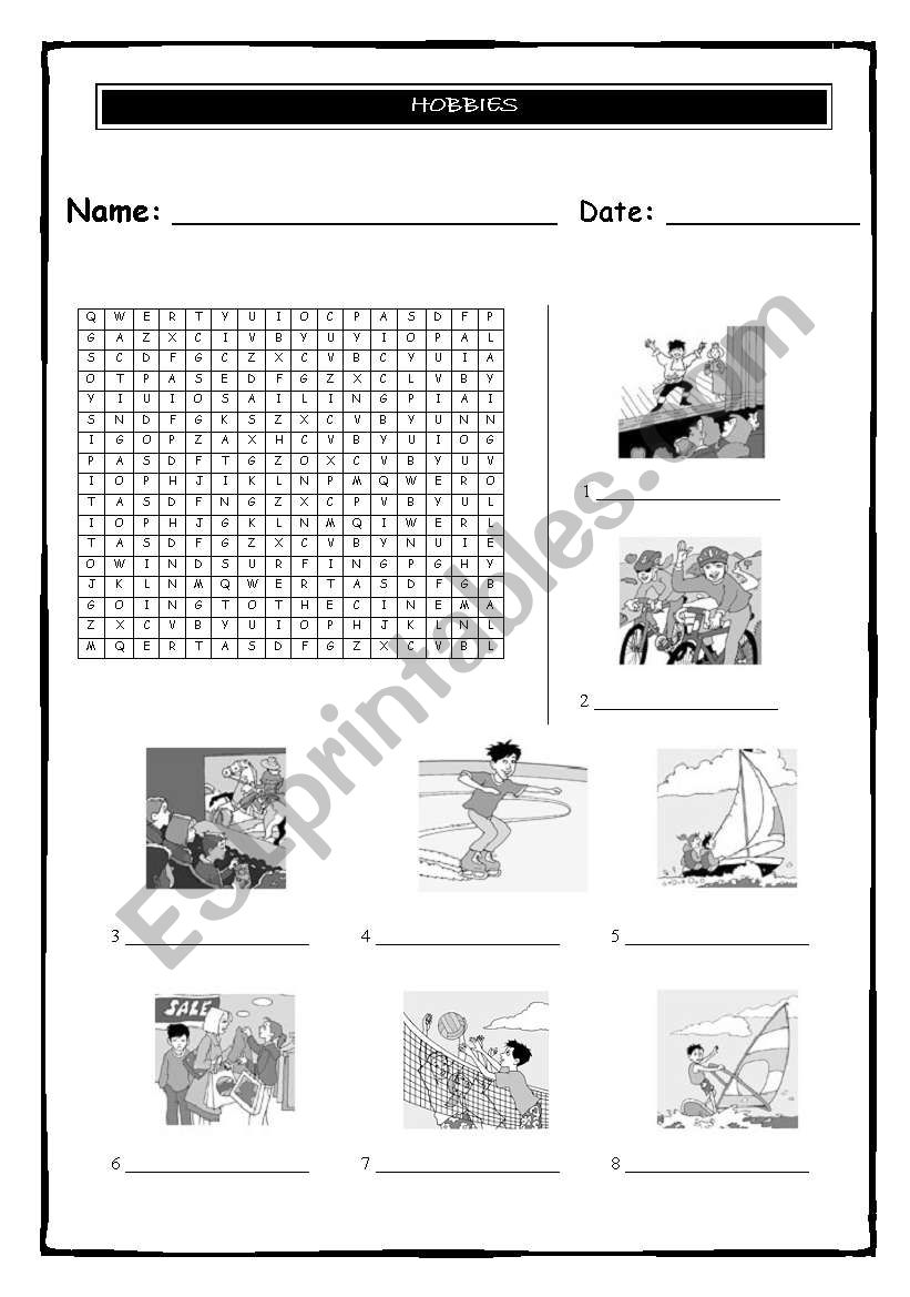 Hobbies worksheet