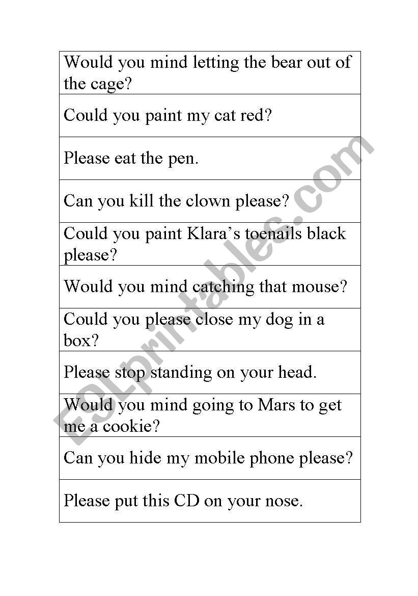 Modals for requests worksheet