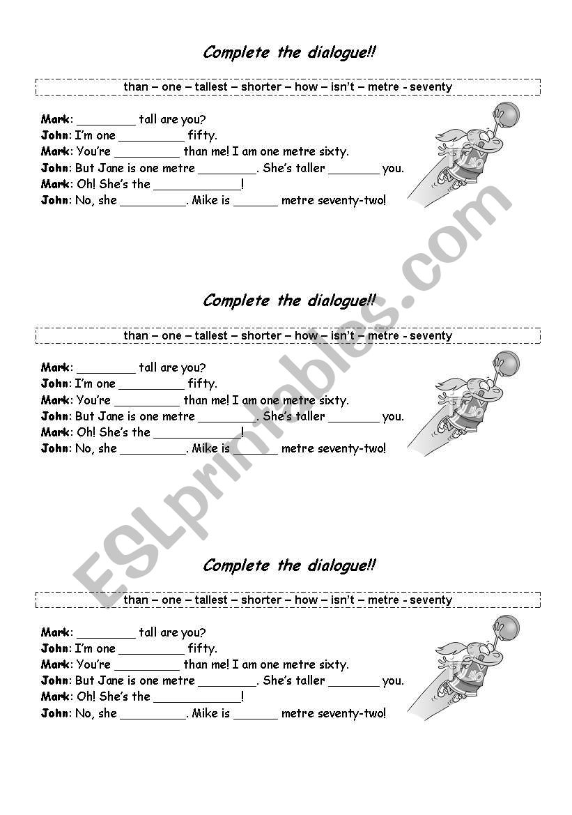 Comparatives and superlatives worksheet