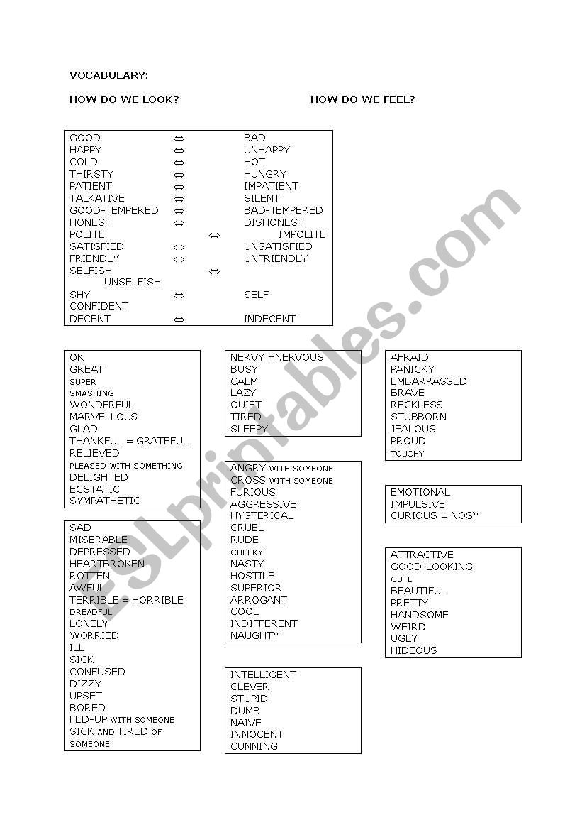 Feelings worksheet