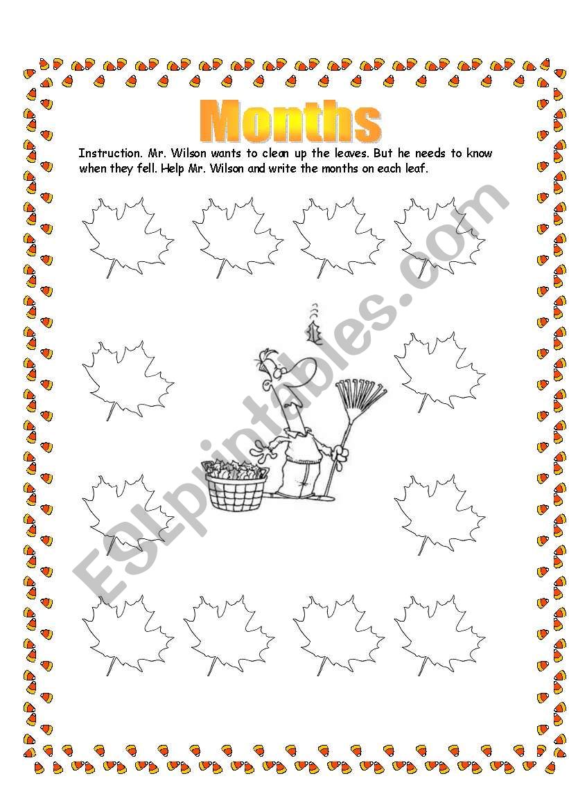 Months worksheet