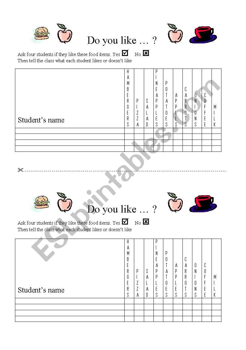 Do you like ...? worksheet