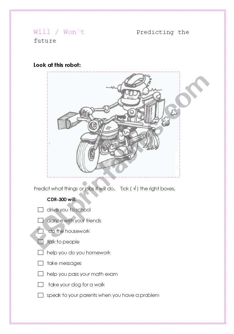 Will / Wont worksheet