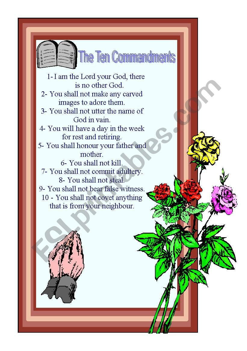 The ten commandments worksheet