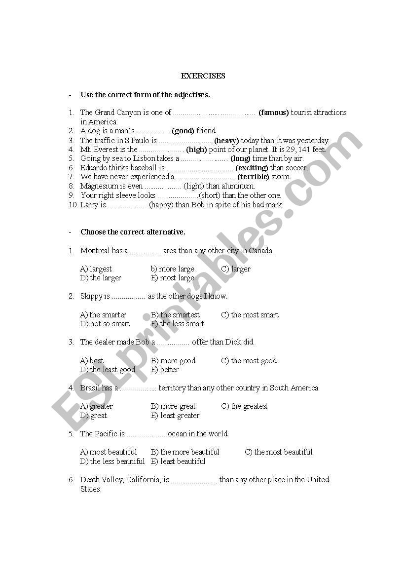 how to work with comparatives/superlatives