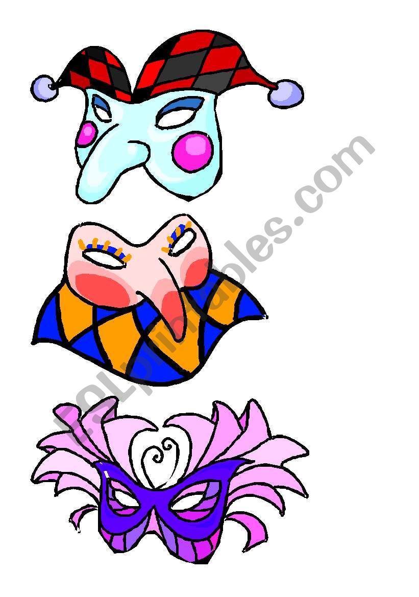Three masks for Halloween and Carnival
