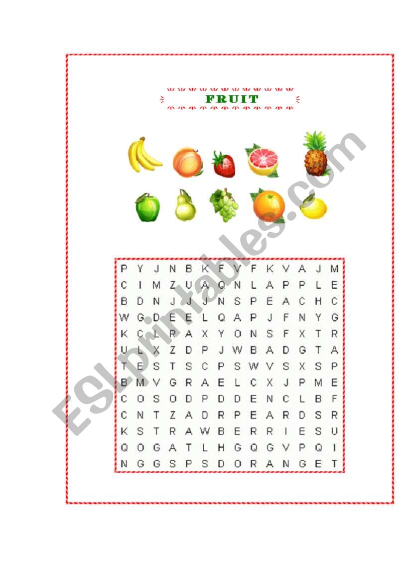 Fruit Wordsearch  worksheet