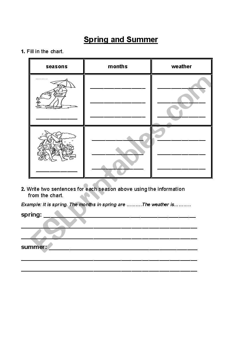 Seasons and Weather worksheet