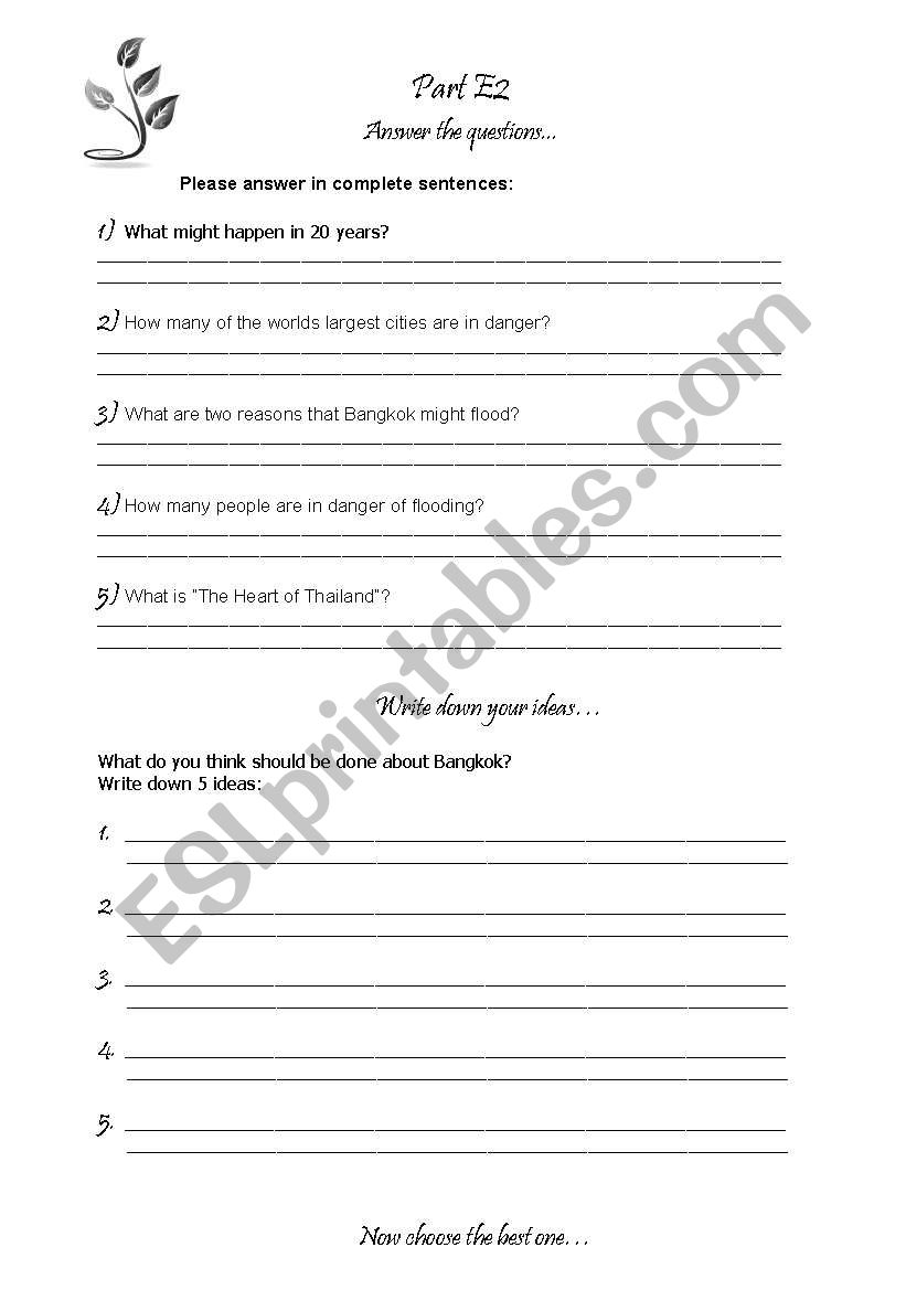 Environment packet part E2 worksheet