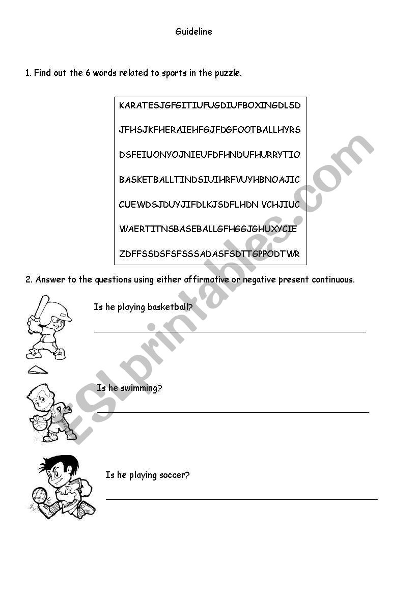 Sports and present continuous worksheet