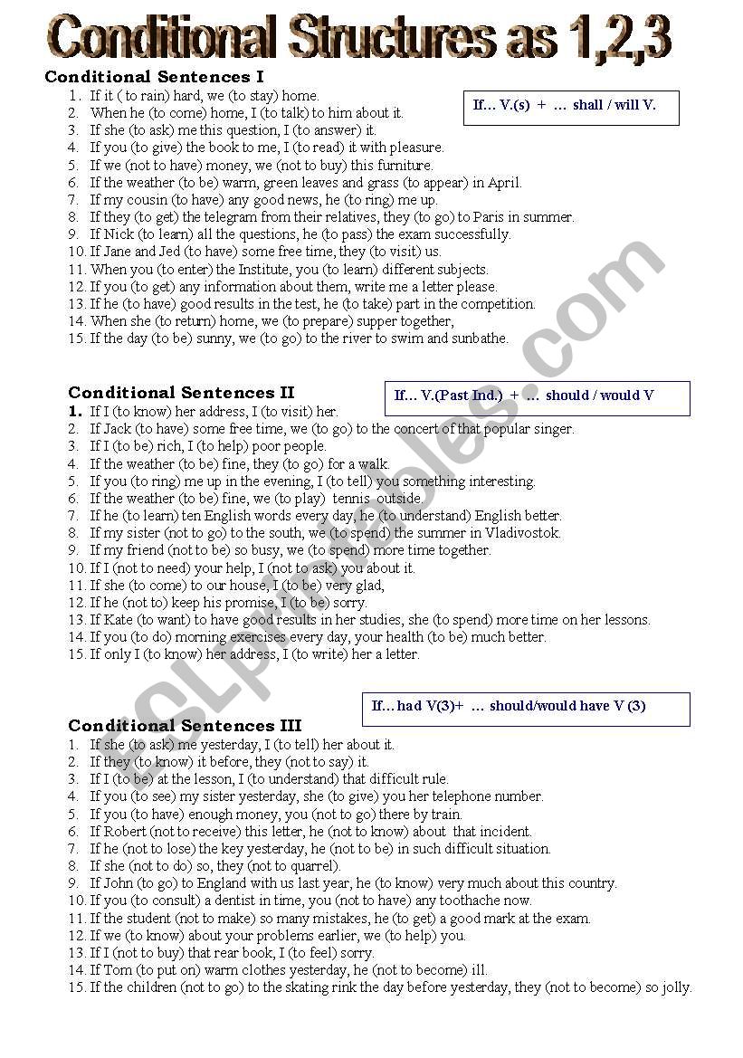 Conditional structures of all types