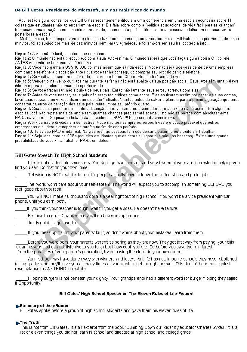 Bill Gates worksheet