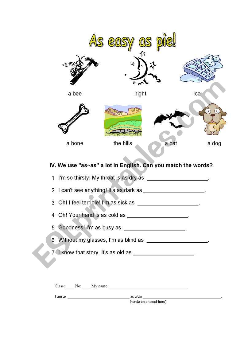 As as Idioms worksheet