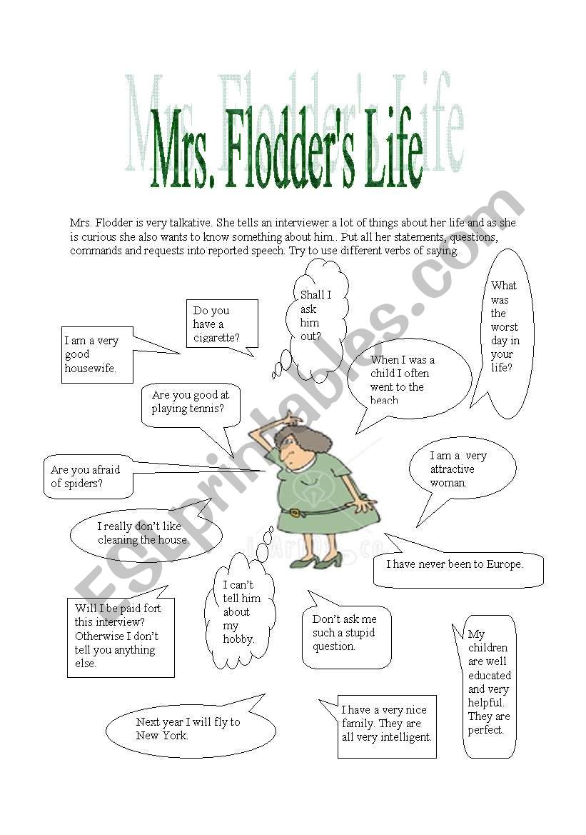 Mrs. Flodders Life - reported speech