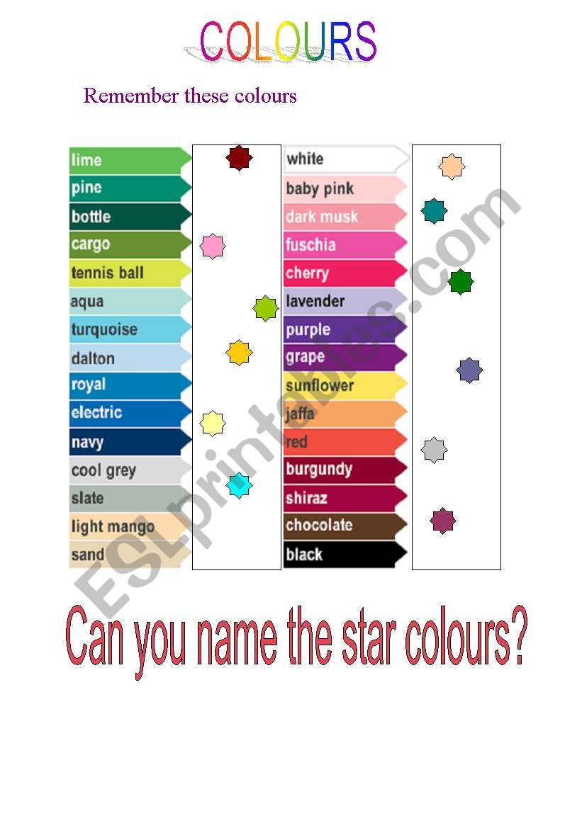 colours worksheet