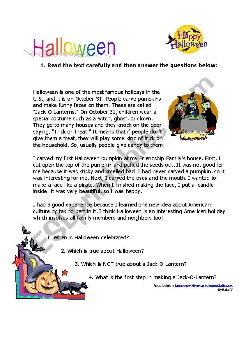 Halloween Reading  worksheet