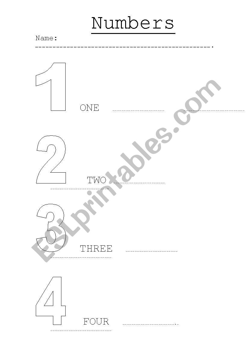 numbers worksheet