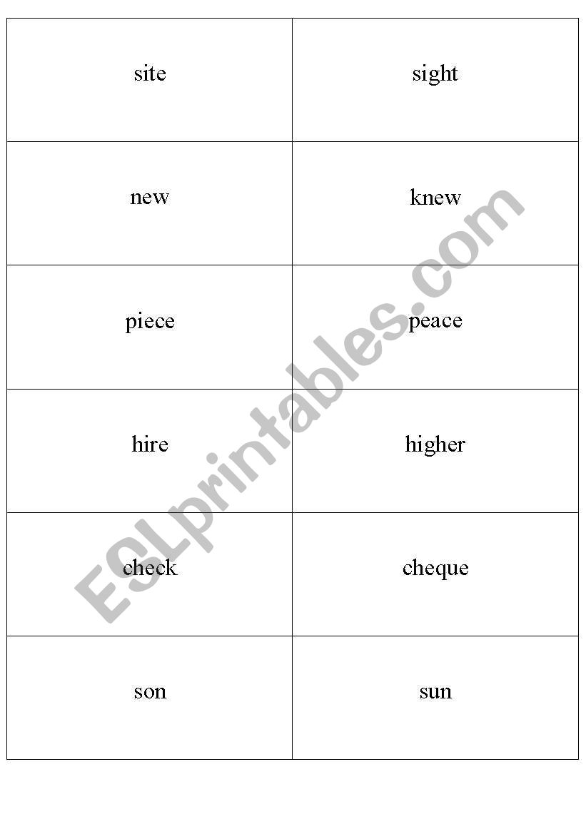 homophones worksheet