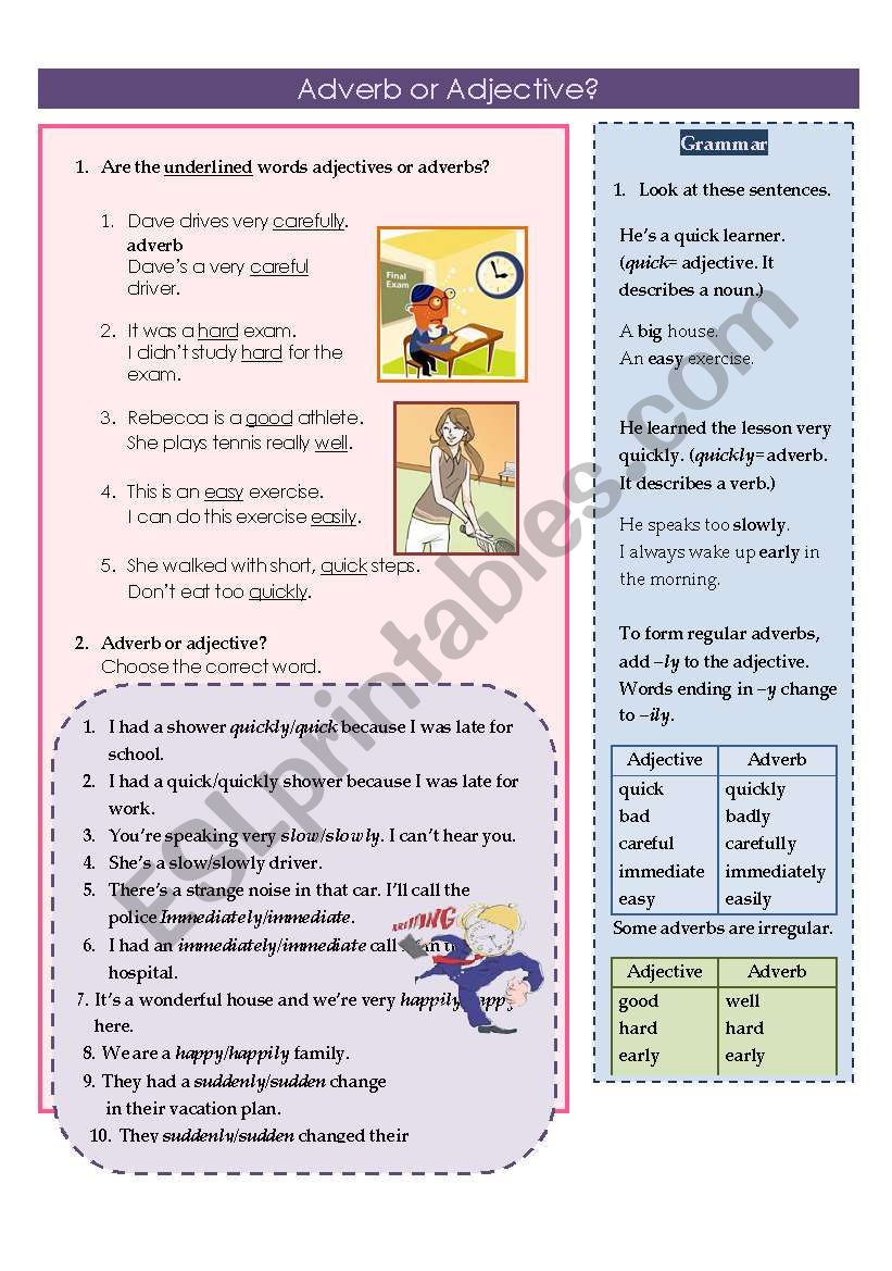 Adverb or Adjective worksheet