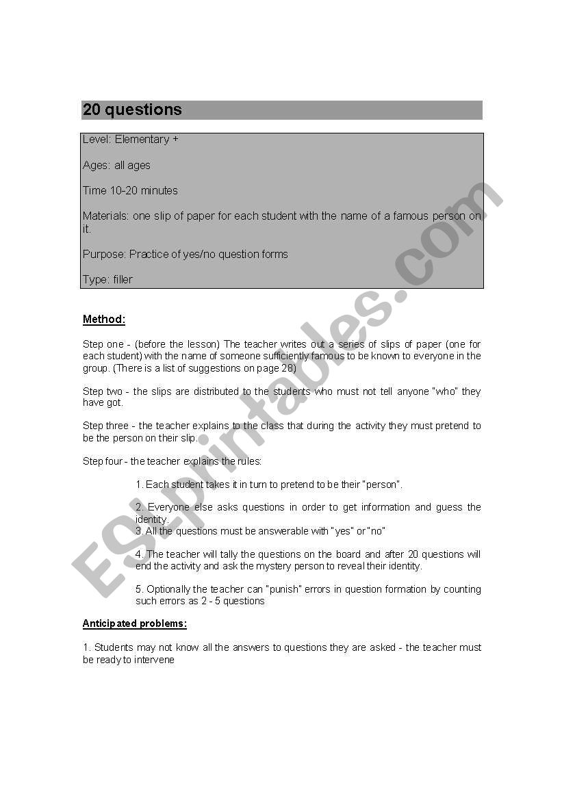 Introduction lesson worksheet