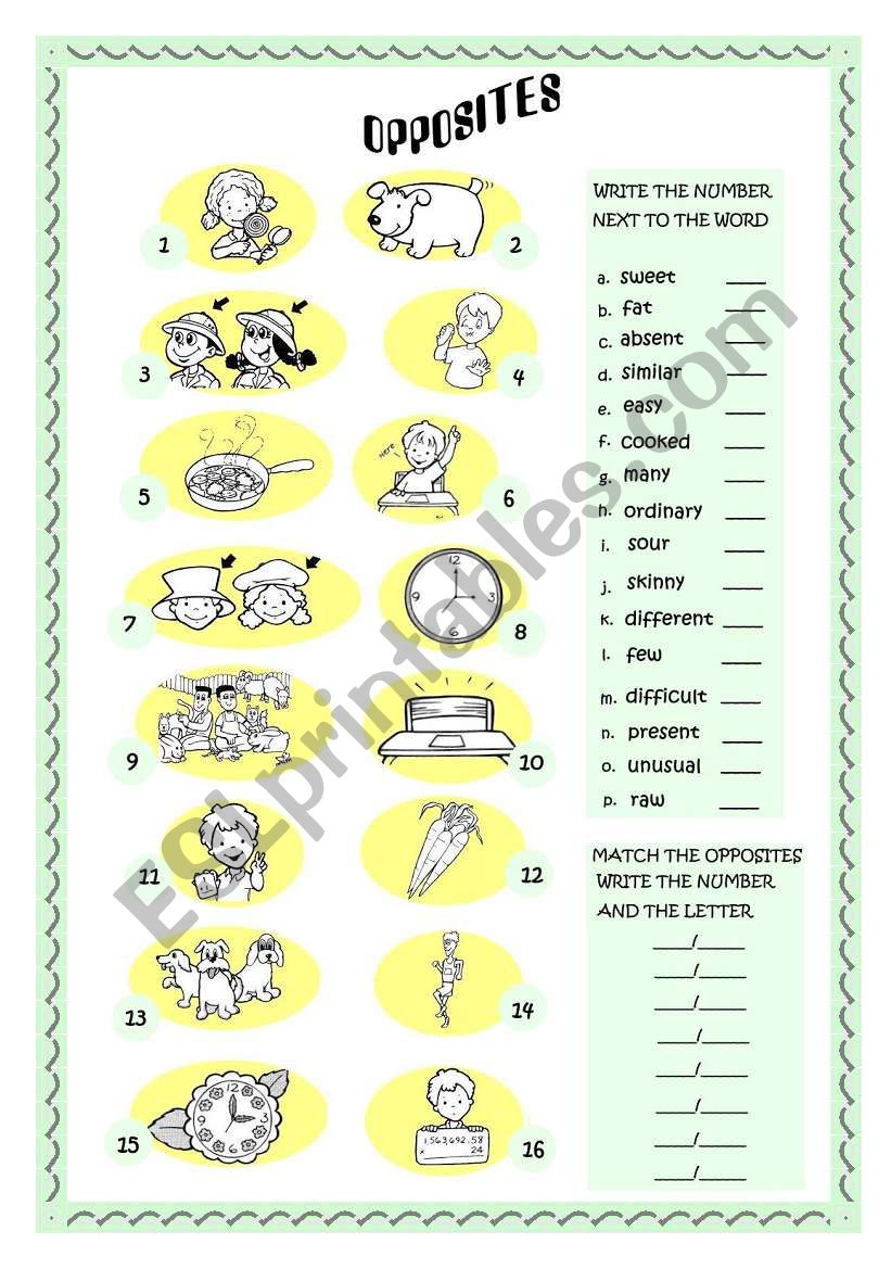 OPPOSITES 1ST PART worksheet