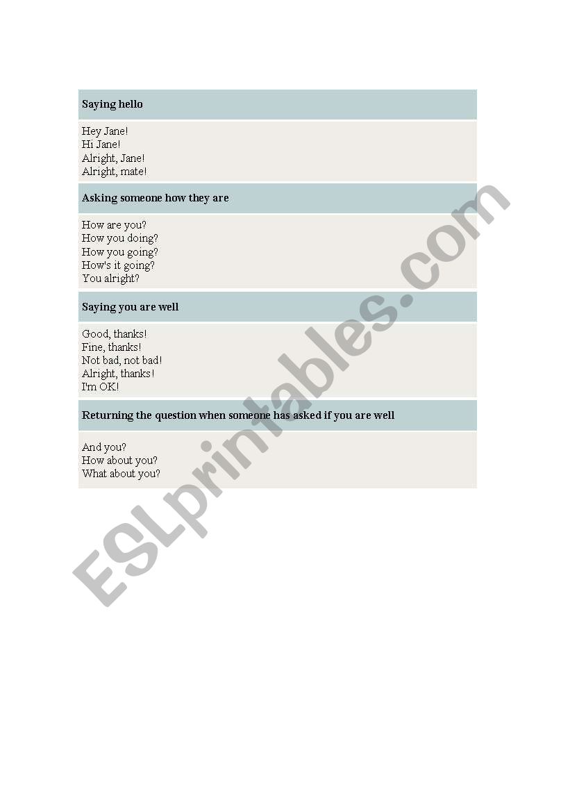 GREETING AN SAYING GOODBYE worksheet