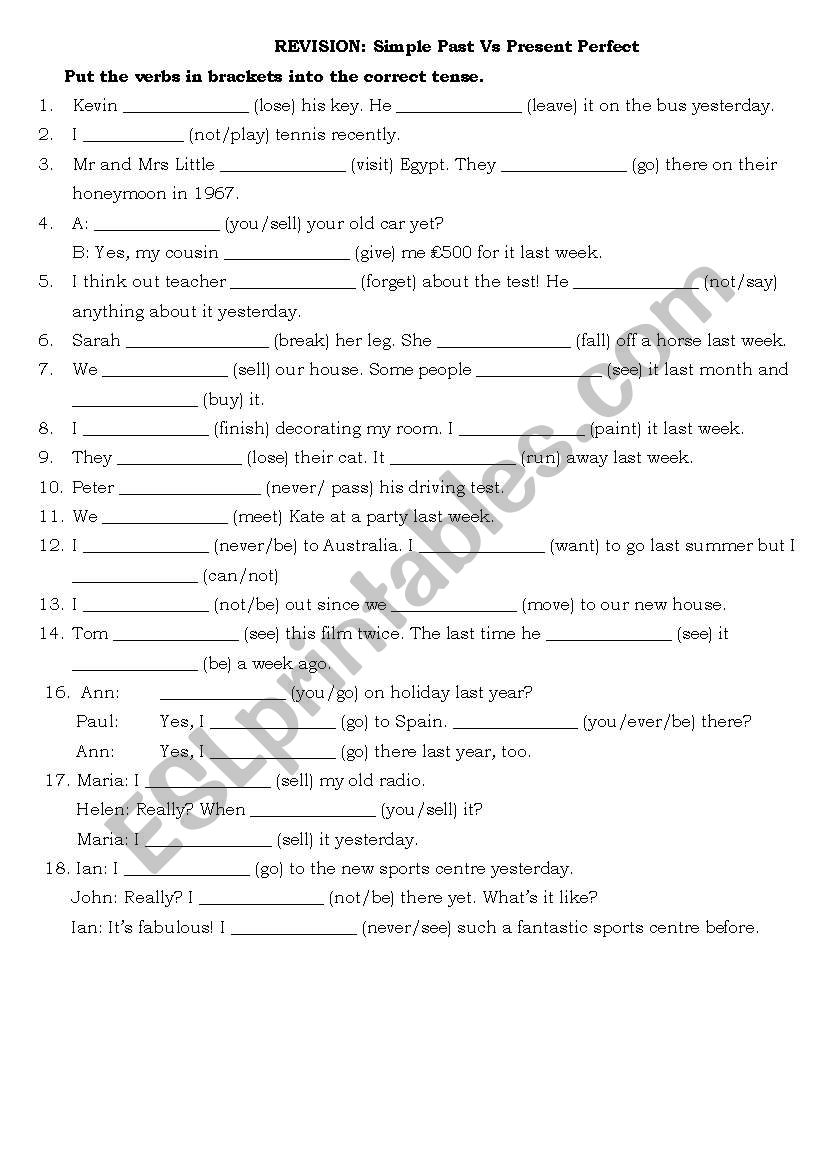 simple past Vs Present Perfect