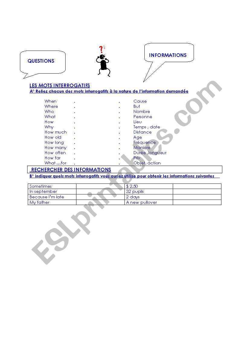questions forms  worksheet