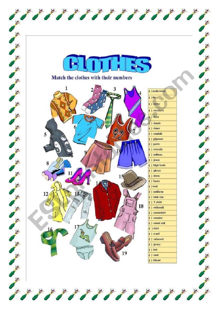 CLOTHES worksheet