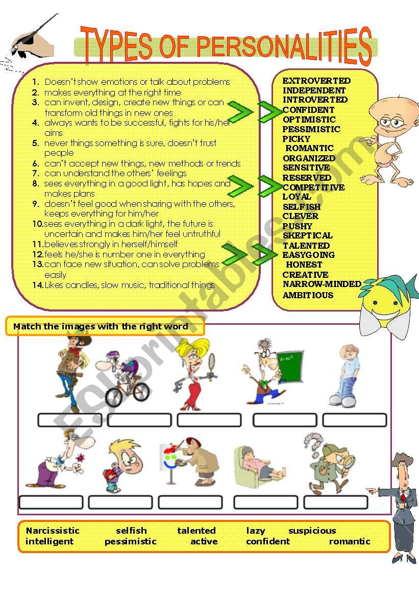 Types of personalities  worksheet