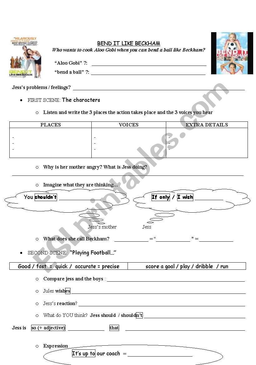 bend it like beckam worksheet