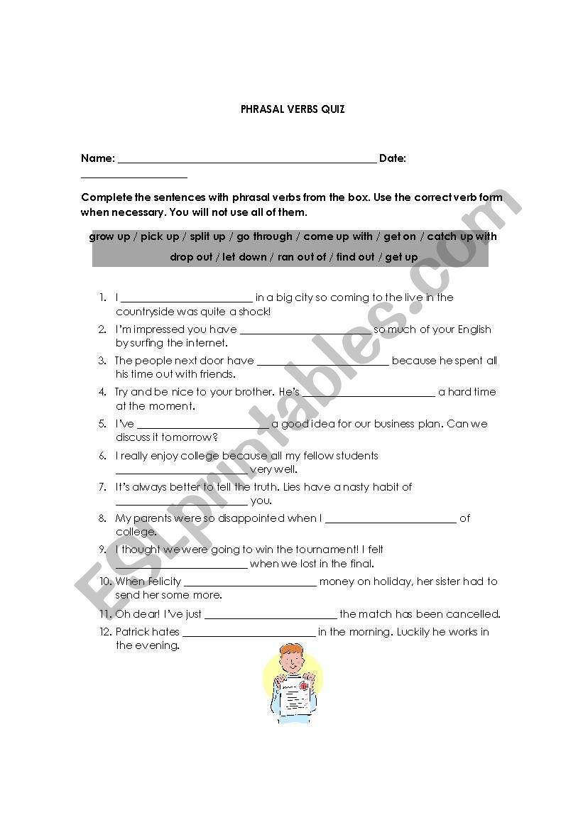 Phrasal Verbs Quiz worksheet