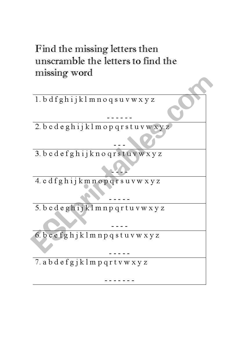 Living Room worksheet