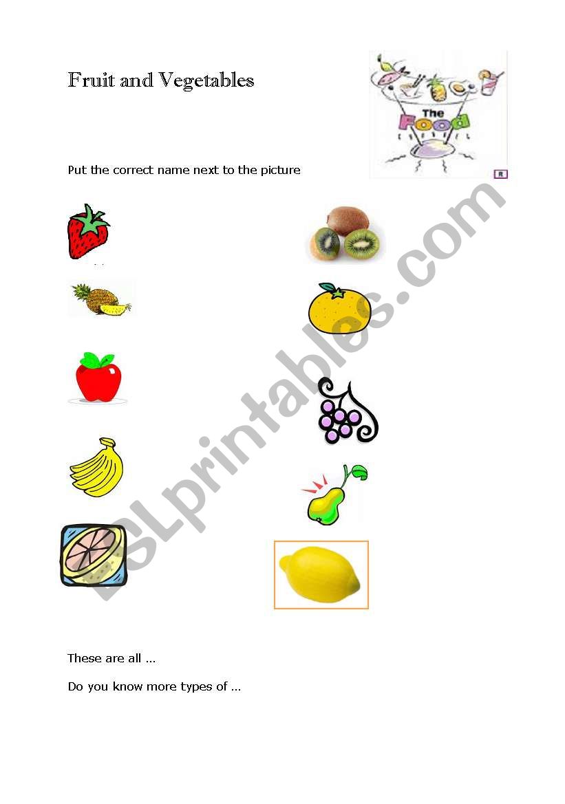 Fruit and vegetables worksheet