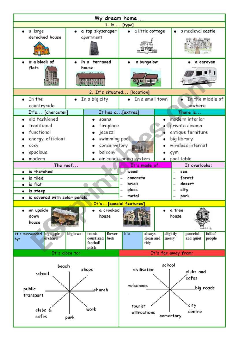 My dream home worksheet