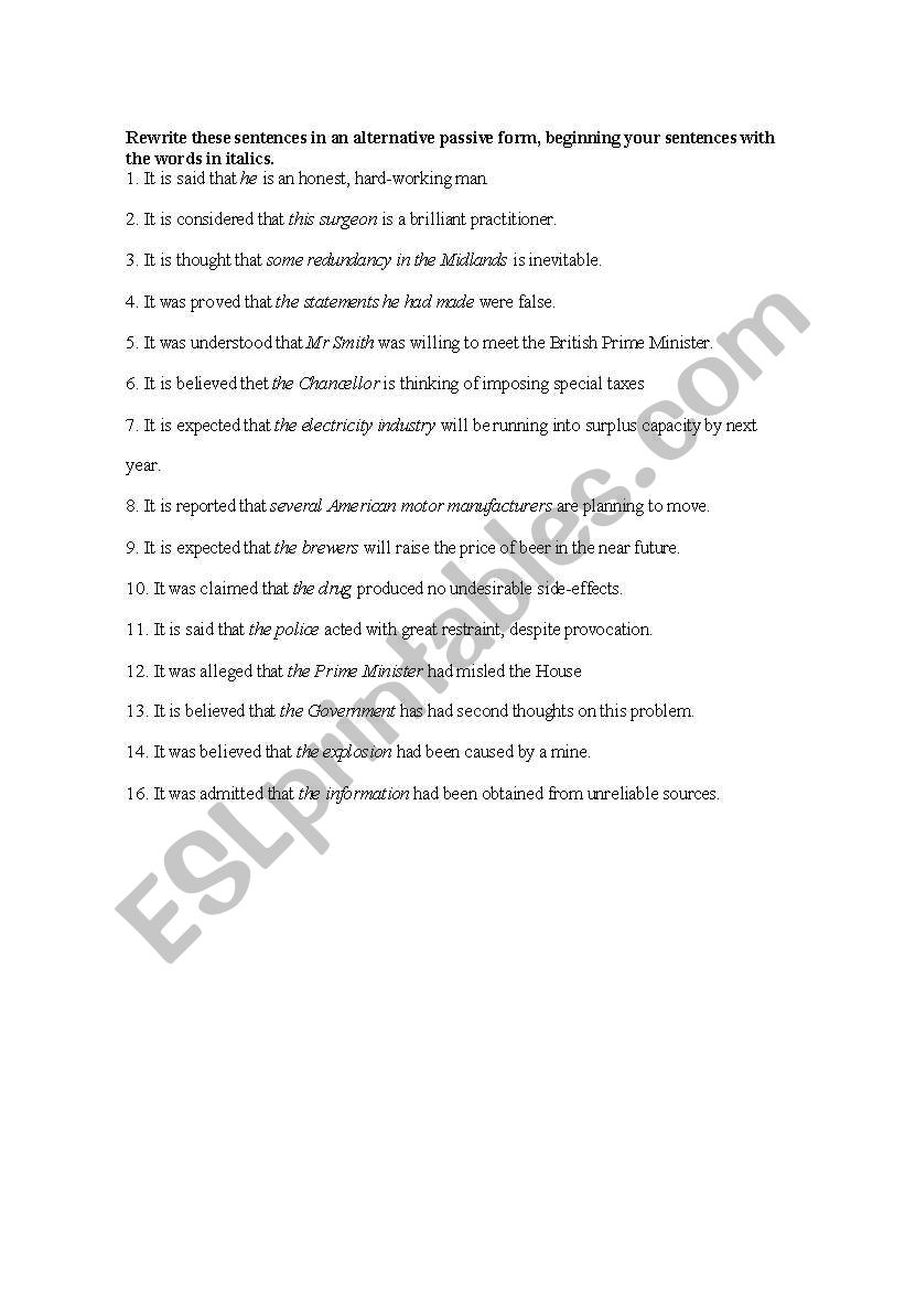 Passive voice worksheet