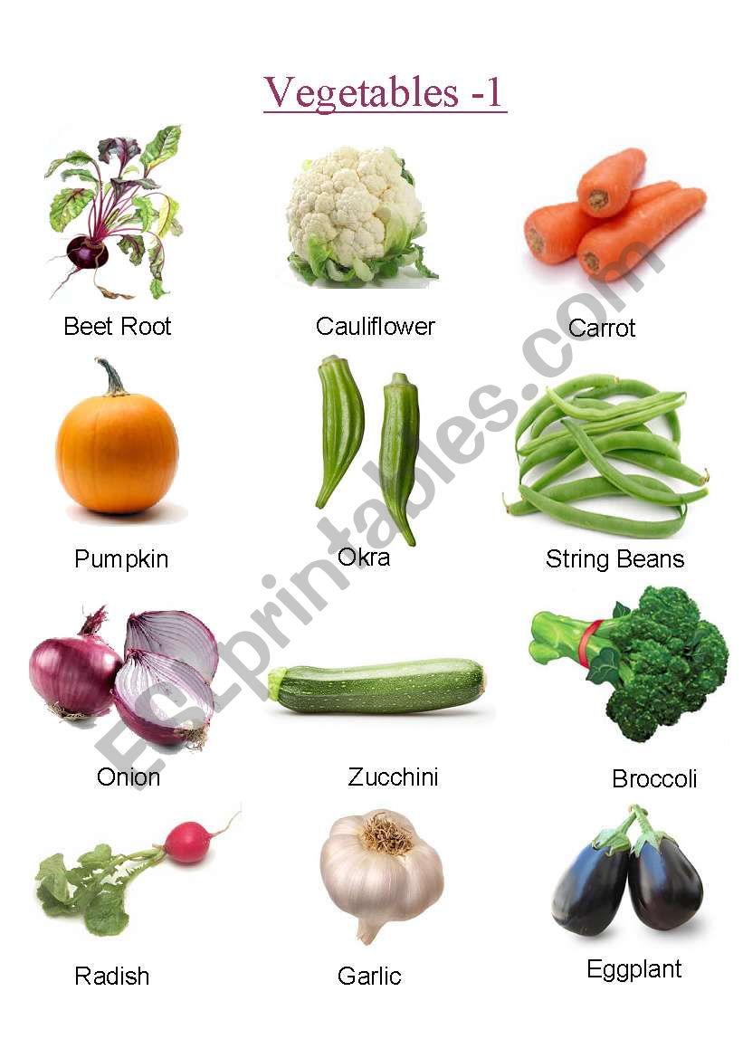 Vegetables -1  worksheet