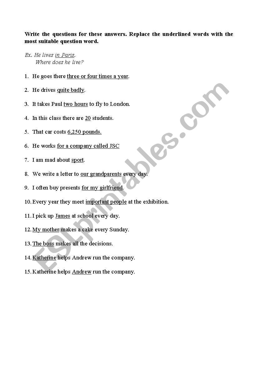 Present simple questions worksheet