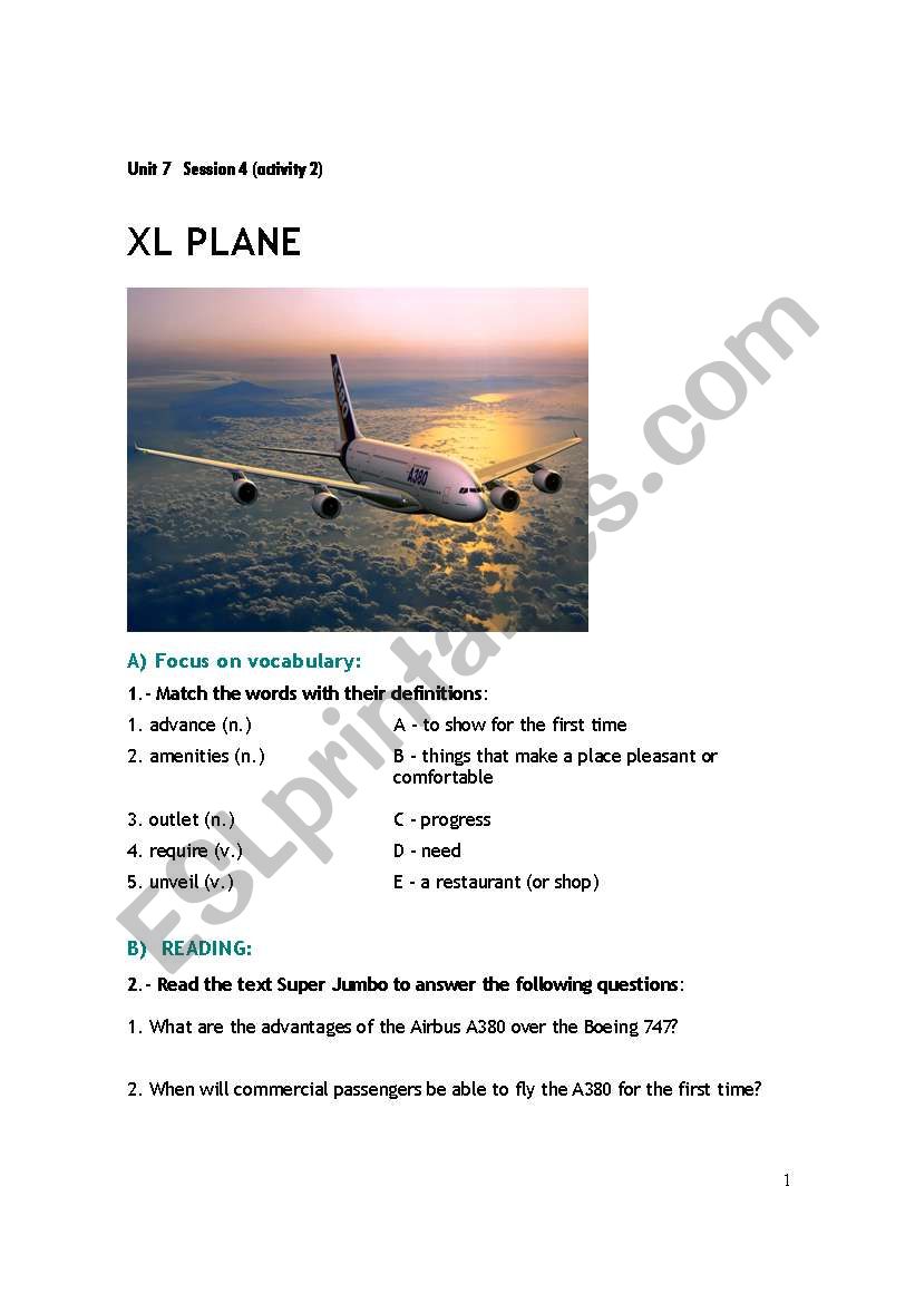 XL Plane worksheet