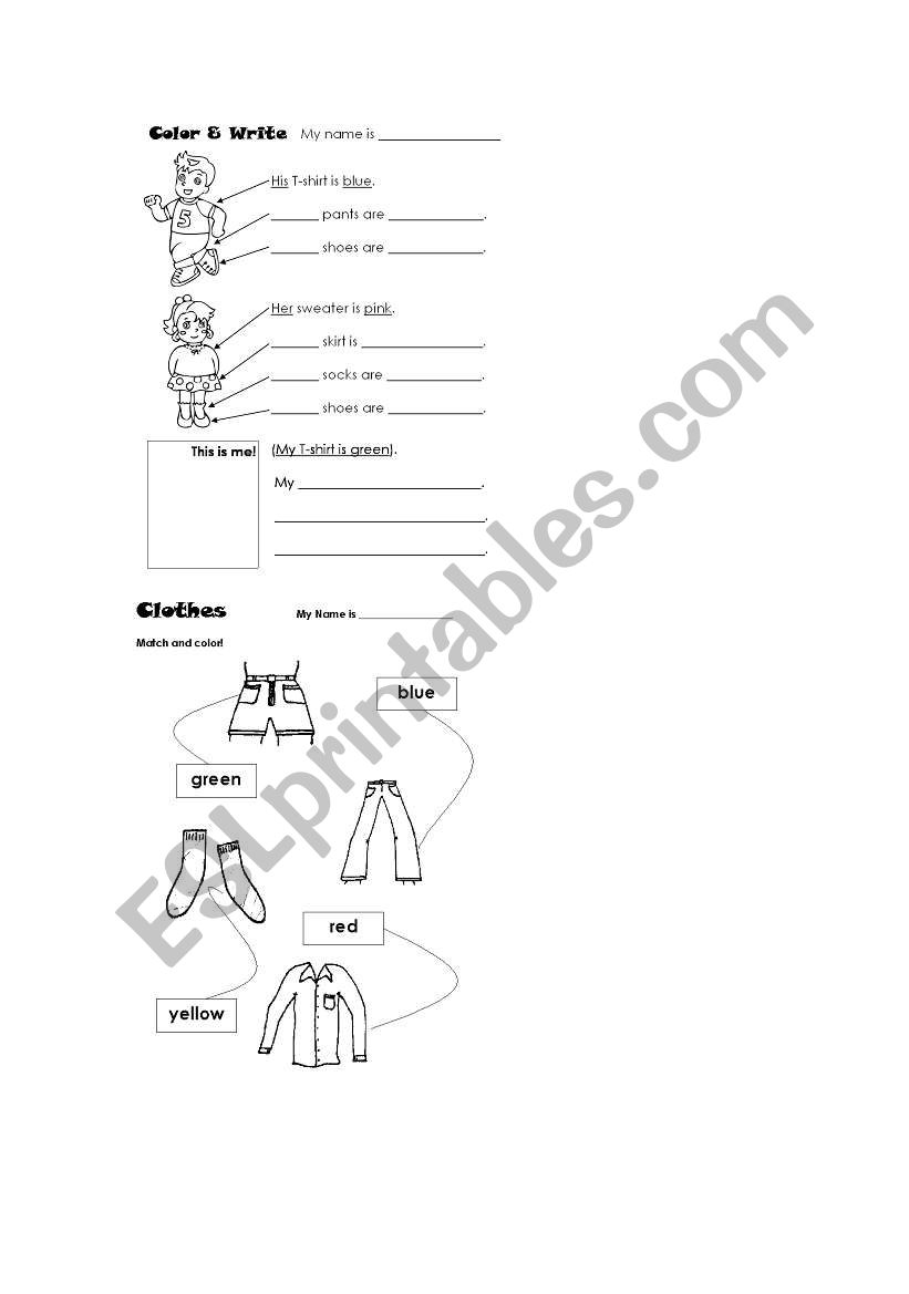 clothes worksheet