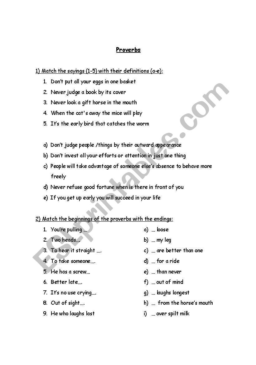 Proverbs! worksheet